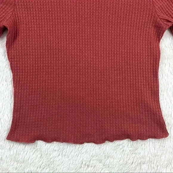 Paper crane Rusty Waffle Knit Ling Sleeve Cropped Blouse Size M - Picture 3 of 13